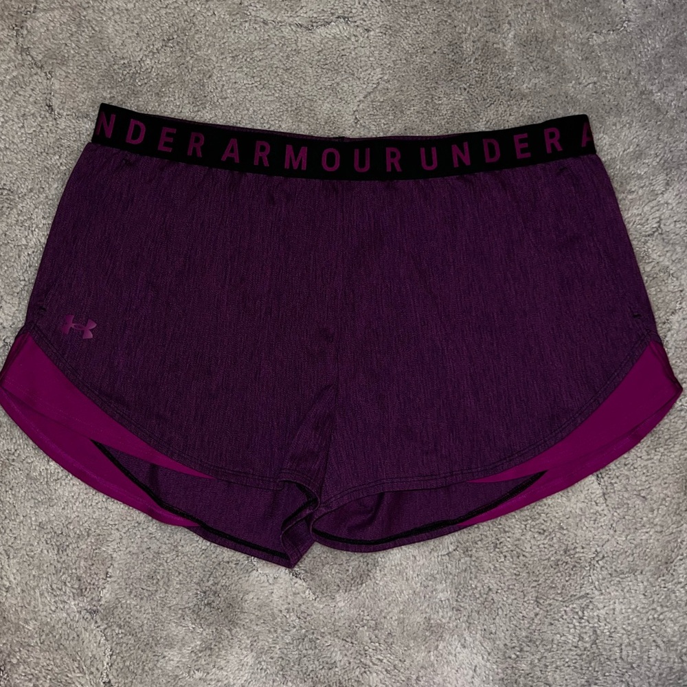 UA Play Up 3.0 Shorts- Black/Magenta